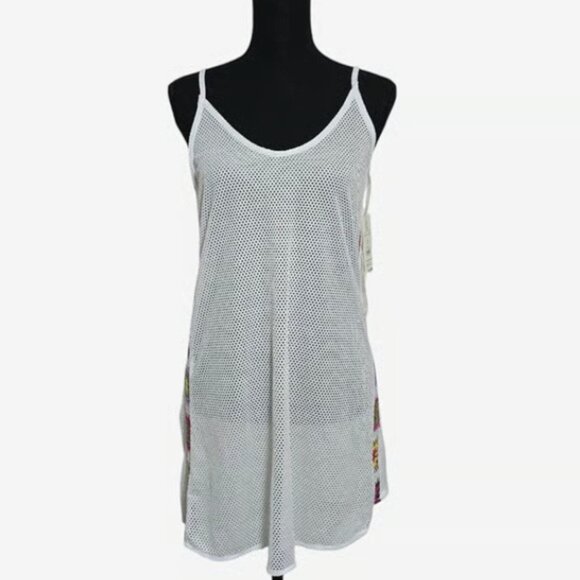 No Boundaries Crochet Mesh Cover-Up Dress White Juniors Medium Boho Festival - Picture 3 of 10